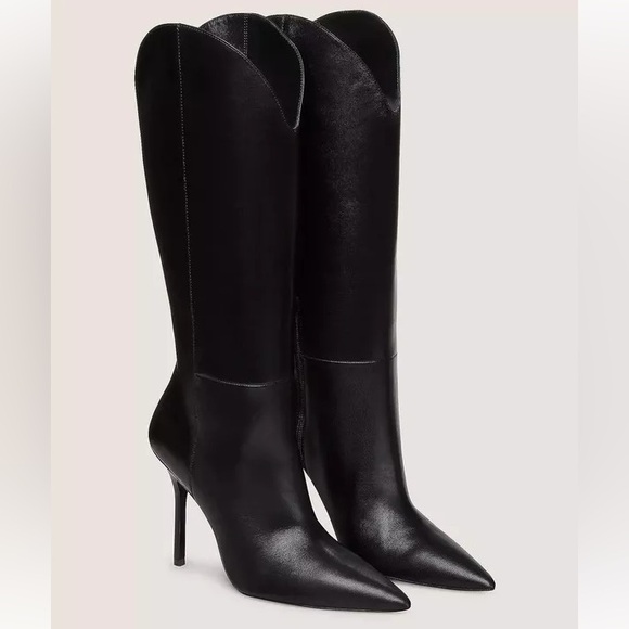 Stuart Weitzman Shoes - Stuart Weitzman Black Leather Over-the-Knee Pointed Toe Stiletto Boots
